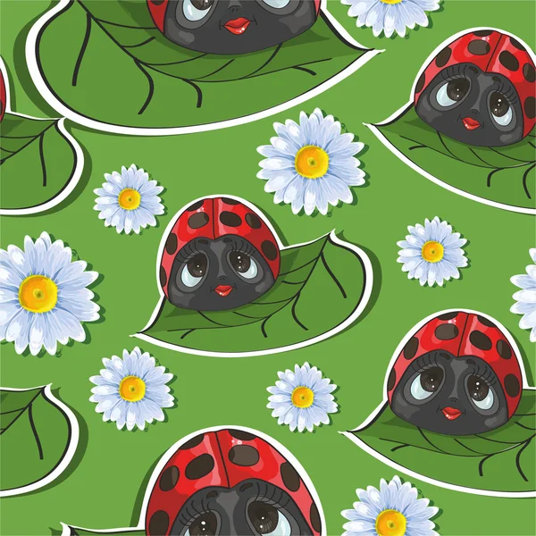 Pattern with ladybug — Stock Vector