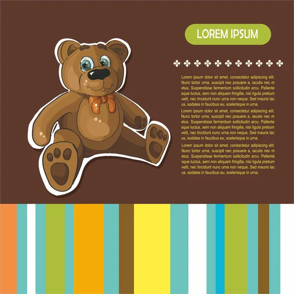 Tarjeta de bebé marrón con oso de peluche . — Vector de stock