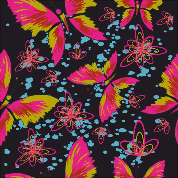 Patrón con mariposas de colores — Vector de stock