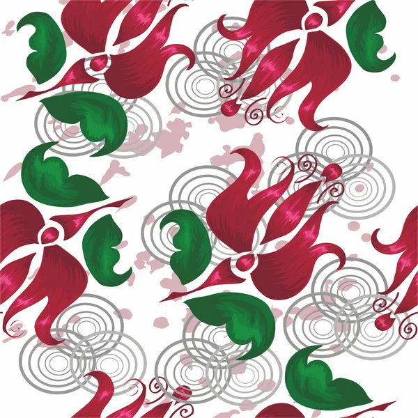 Modèle avec une fleur rouge stylisée — Image vectorielle