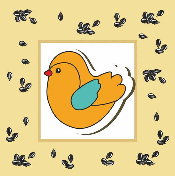 Cartão de bebê com um pássaro e sementes —  Vetores de Stock