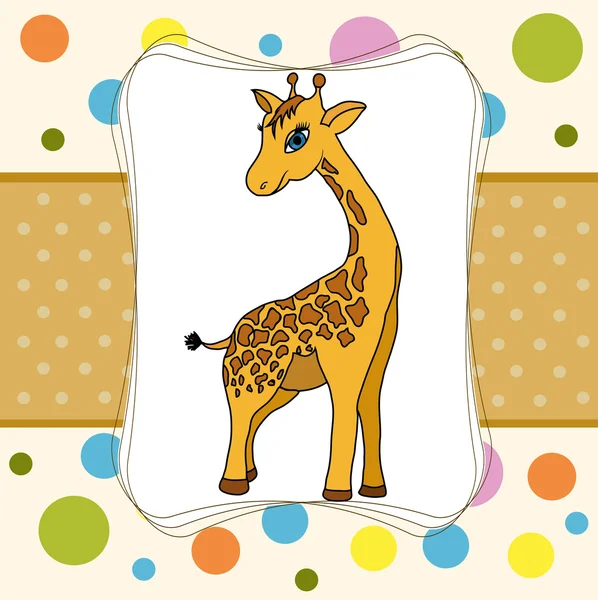 Baby card con giraffa e tazze — Vettoriale Stock