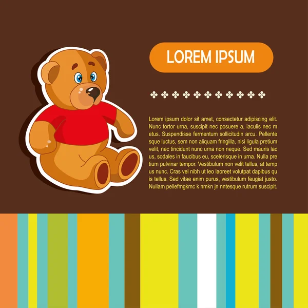 Baby card a strisce con un orso — Vettoriale Stock