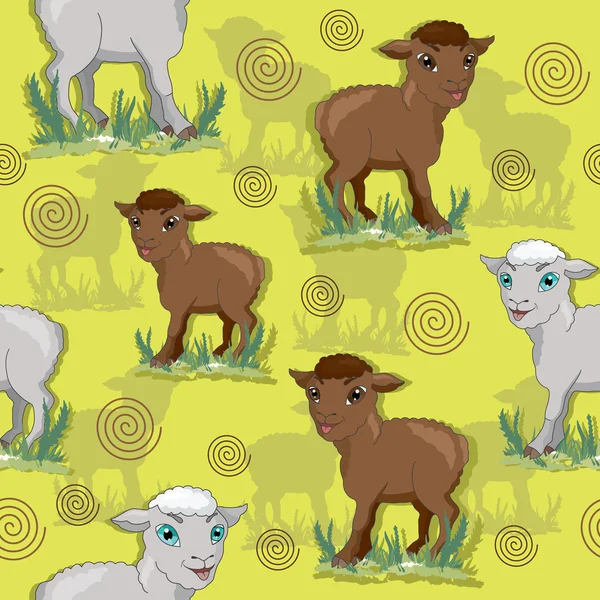 Bruine en witte schapen — Stockvector