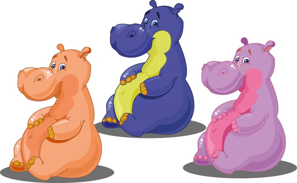 Set van gekleurde hippo — Stockvector