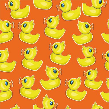 turuncu bir arka plan üzerinde ördekler ile desen
