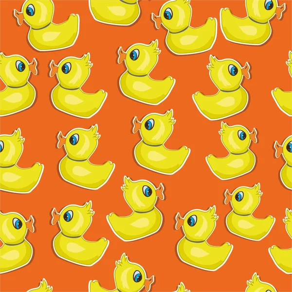 Modèle avec des canards sur un fond orange — Image vectorielle