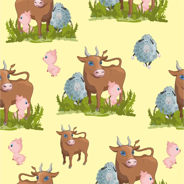 Pattern of farm animals — Stock Vector