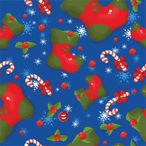 Modèle avec bonbons et bottes de Noël — Image vectorielle