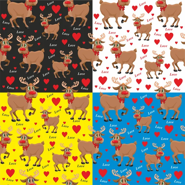 Pattern with deer and hearts — Stock Vector