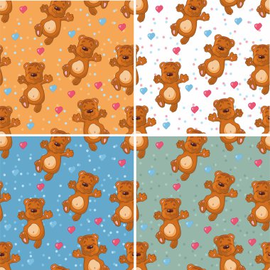 ayı ve kalpleri ile desen