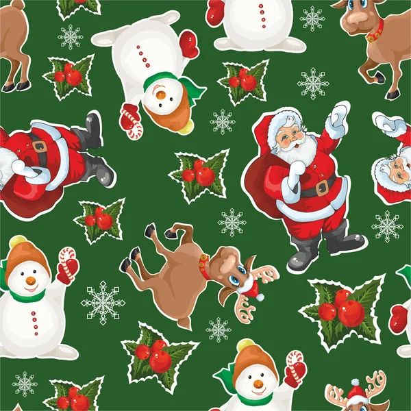 Modèle avec Père Noël et bonhomme de neige — Image vectorielle