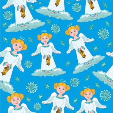 Melekler ve bulutlar ile desen