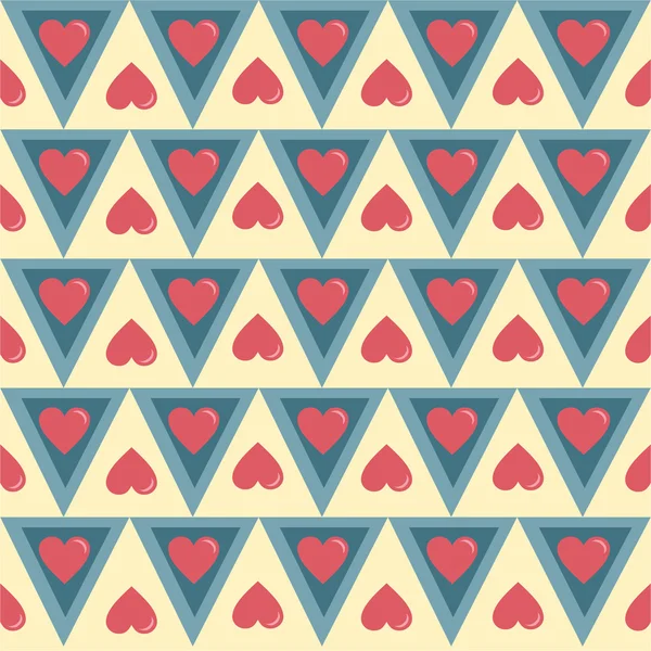 Patroon met driehoeken en harten — Stockvector