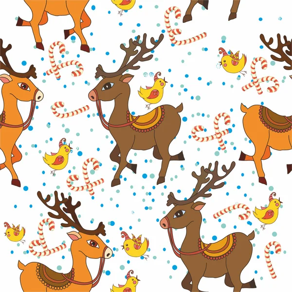 Motif avec un cerf. Noël — Image vectorielle