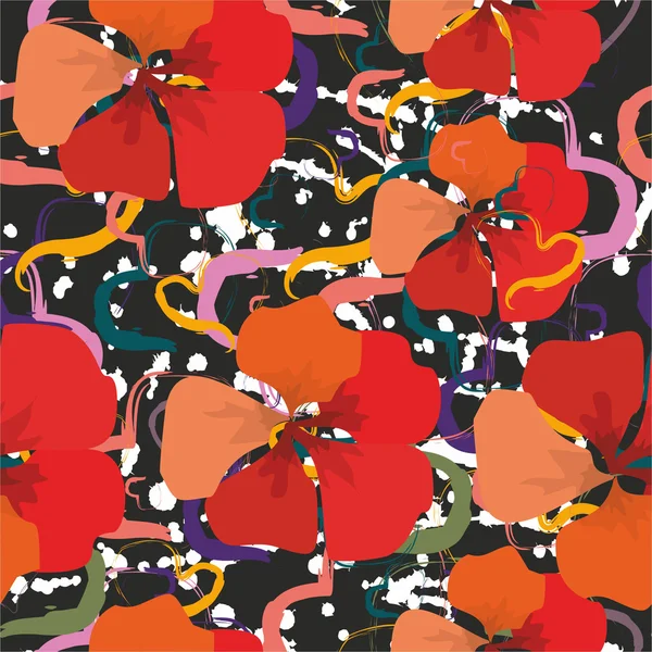 黑色背景的红花 — 图库矢量图片