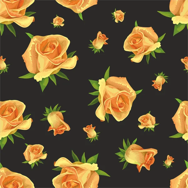 Pattern with yellow roses — Stock Vector
