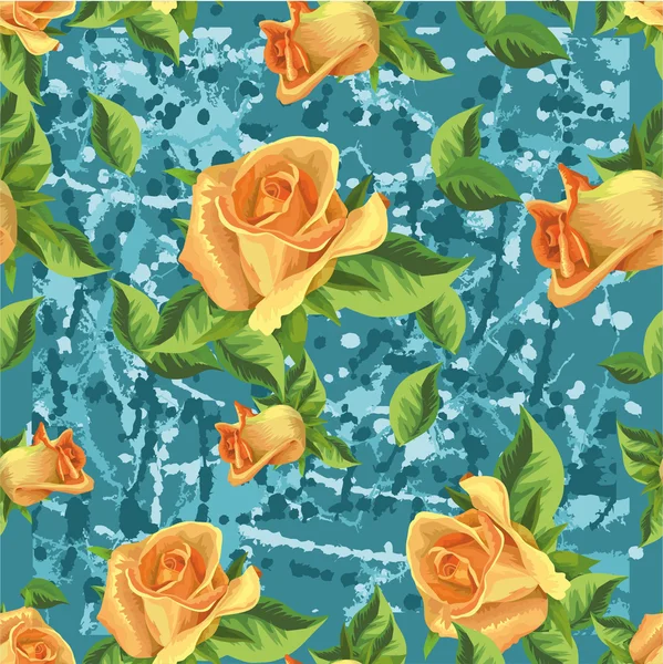 Patroon met gele rozen — Stockvector