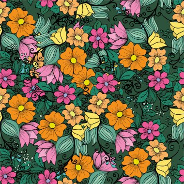 parlak çiçek desenli