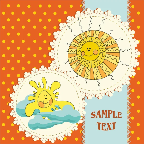 Tarjeta de bebé con sol — Vector de stock