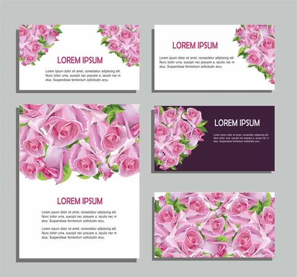 Cartões com rosas — Vetor de Stock