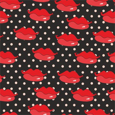 Kırmızı dudaklar ile desen