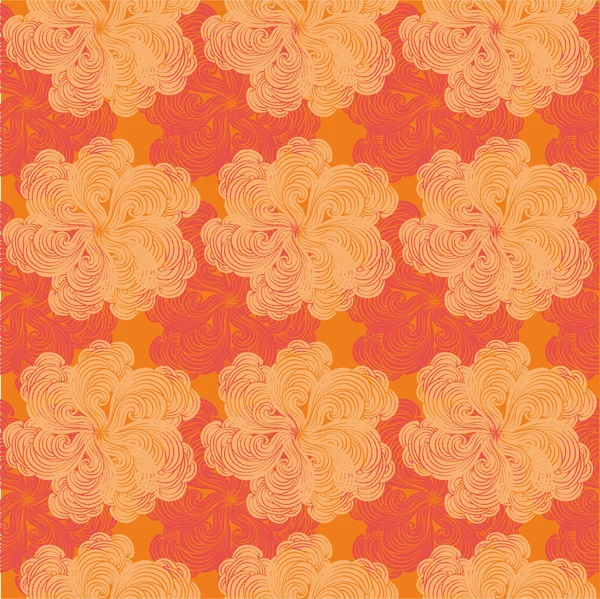 Modèle orange avec des fleurs abstraites — Image vectorielle