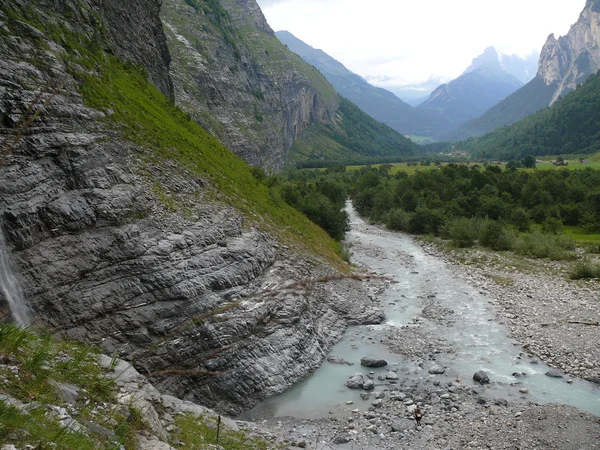 Alpines mountains. glacier stream — Stock Photo, Image