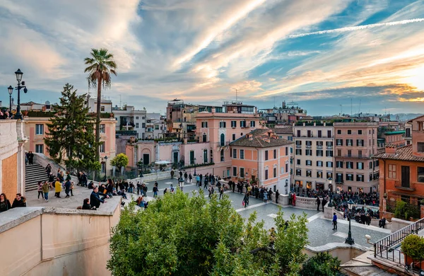 Rome Italy December 2018 View Spanish Steps Lead Crowded Piazza — Stock Photo, Image