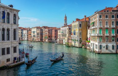 Venice, Italy - May 25 2018: The Grand Canal looking north from Rialto Bridge. 