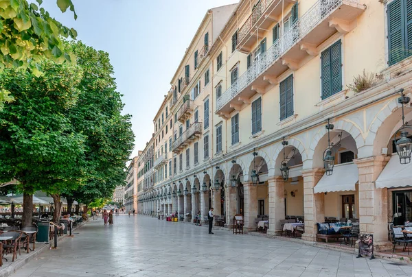 Corfu Greece June 2022 Liston Pedestrian Street Arcaded Terraces Fashionable — ストック写真