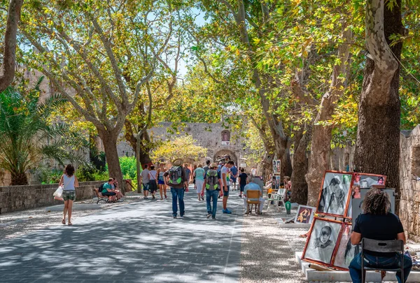 Rhodes Greece August 2014 View Impressive 200M Walk Starts Amboise — ストック写真