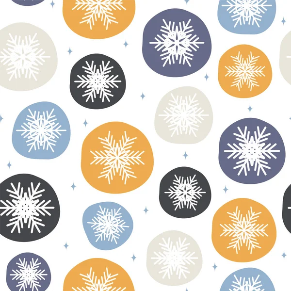 Kar taneleriyle kusursuz bir Noel deseni. Kış baskısı Yeni yıl geçmişi. Düz biçimli vektör illüstrasyonu — Stok Vektör