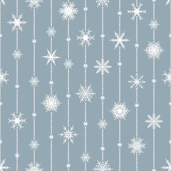 Modello senza cuciture di Natale con fiocchi di neve. Stampa invernale. Sfondo Capodanno. Illustrazione vettoriale in stile piatto — Vettoriale Stock