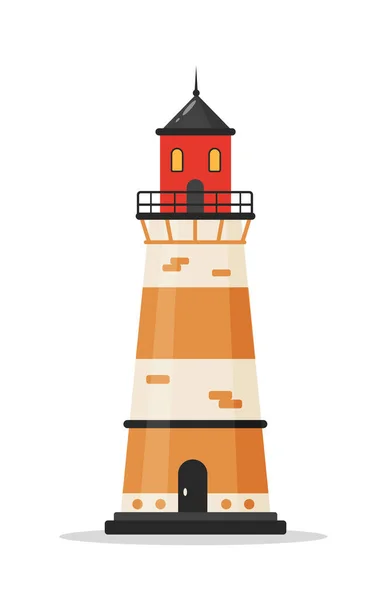 Pirate lighthouse. Piracy icon isolated on white background. Vector illustration in flat cartoon style — Stock Vector