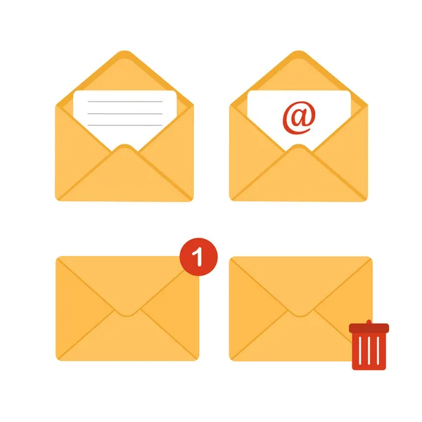 Mail envelope icon. Receiving SMS messages, notifications, invitations. Concept of delivery correspondence and letters. Vector illustration in flat cartoon style — Stock vektor
