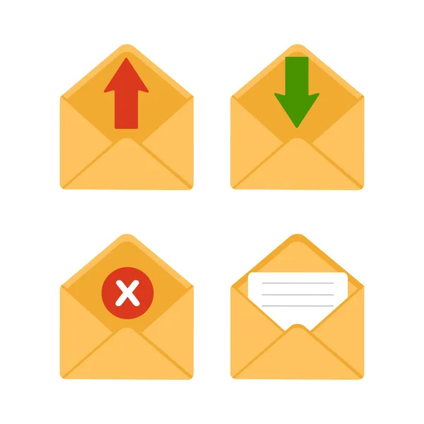 Mail envelope icon. Receiving SMS messages, notifications, invitations. Concept of delivery correspondence and letters. Vector illustration in flat cartoon style — Stock vektor