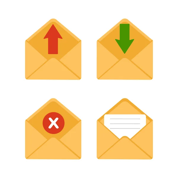 Mail envelope icon. Receiving SMS messages, notifications, invitations. Concept of delivery correspondence and letters. Vector illustration in flat cartoon style — Stock Vector
