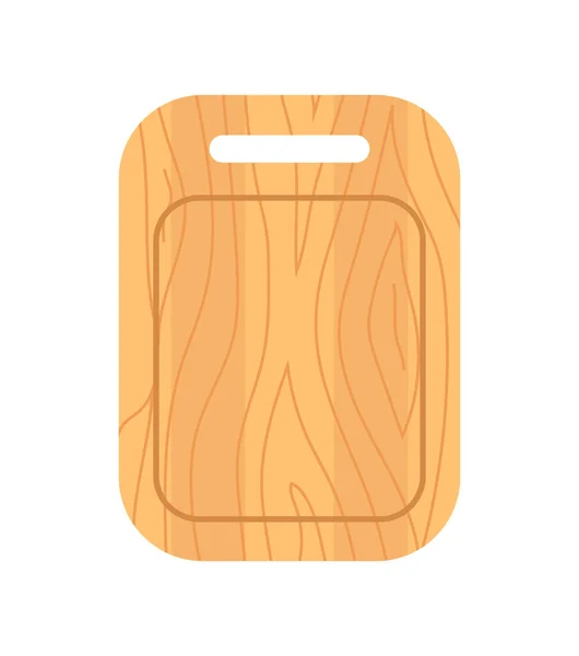 Tabla de cortar de madera. Cocina herramienta para cocinar. Vista superior. Ilustración vectorial en estilo plano de dibujos animados — Vector de stock