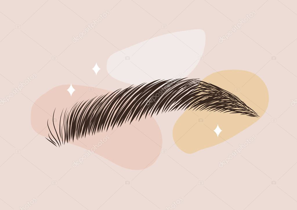 Brow studio logo. Sable style eyebrows. Permanent make-up and lamination. Linear vector Illustration in trendy minimalist style.