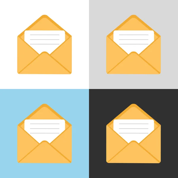 Post envelop pictogram. SMS-berichten ontvangen, meldingen, uitnodigingen. Concept van levering correspondentie en brieven. Vector illustratie in platte cartoon stijl — Stockvector