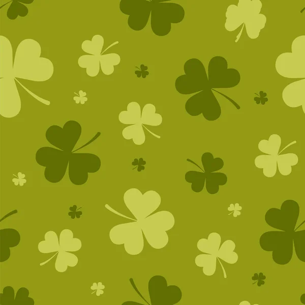 Saint Patrick jour motif sans couture avec trèfle. Mignon fond festif pour des vacances irlandaises. Illustration vectorielle en style dessin animé plat. Parfait pour tissu, papier paquet, papier peint, cartes de vœux — Image vectorielle