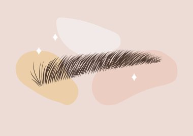 Brow stüdyo logosu. Samur kaşlı. Kalıcı makyaj ve kaplama. Eğilimli minimalist stilde doğrusal vektör illüstrasyonu