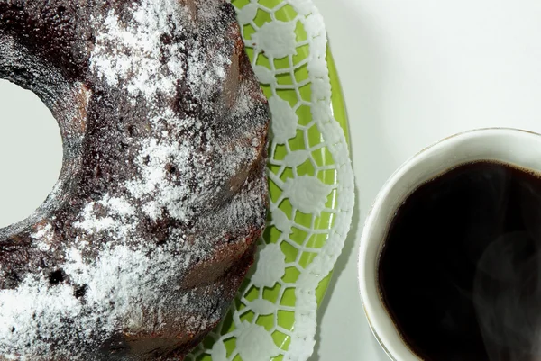 Chocolate cake and a cup of coffee — Stock Photo, Image