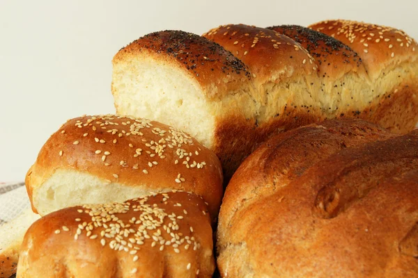 Vers gebakken brood van een paar soorten, broodjes — Stockfoto