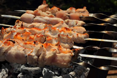 Izgarada pişmiş tavuk şiş