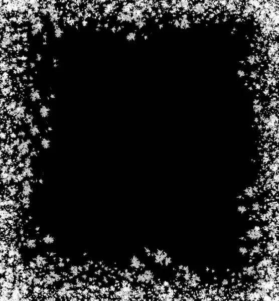 Каркас Морозного Візерунка Кристалів Льоду Чорному Тлі Рамка Абстрактною Крижаною — стокове фото