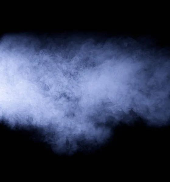 Ογκομετρικός Καπνός Μαύρο Φόντο Μια Γαλάζια Αφηρημένη Ομίχλη — Φωτογραφία Αρχείου