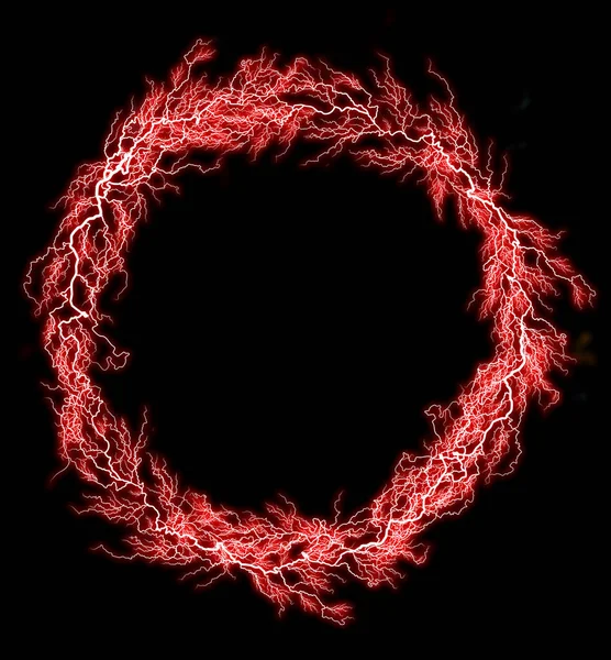 Red Ring Thunderbolt Realistic Lightning Electricity Thunder Light Storm Flash — Fotografia de Stock