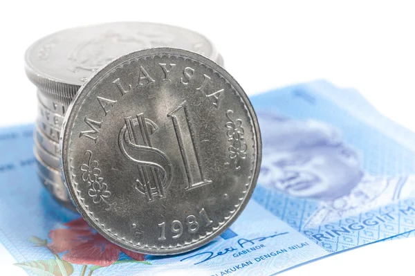 Antiguas monedas malasias en notas de polímero — Foto de Stock
